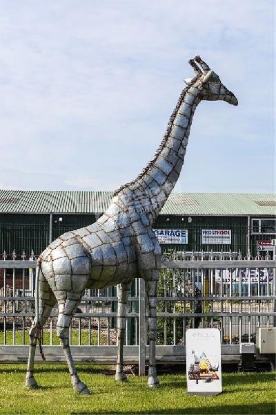 動物園標志性建筑長頸鹿不銹鋼雕塑定制