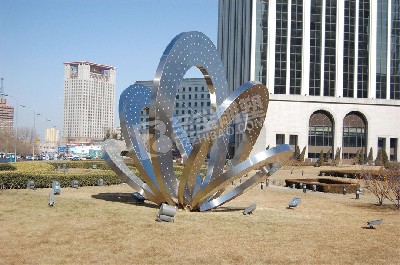 城市園林景觀鏡面花朵不銹鋼雕塑定制