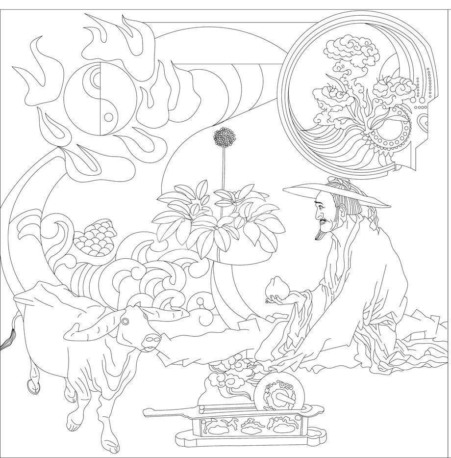 人文歷史浮雕雕塑原創手繪設計稿